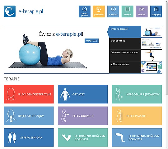 screen strony http://e-terapie.pl - Portal o tematyce zdrowotnej - terapie grupowe/indywidualne. Technologie: frontend (html, css, js) oraz backend (framework Symfony2)